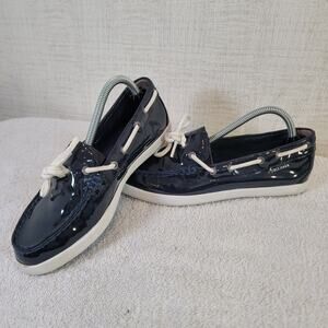 Cole Haan Boat Shoes Womens 6 B Regatta Slip On W05747 Black Patent Leather
